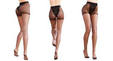 Güzel kadın bacaklar Siyah şeffaf tayt ayarla.