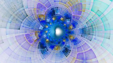 Sonsuzluk. Renkli daireler ve spiraller. Radyasyon. 3D gerçeküstü illüstrasyon. Kutsal geometri. Gizemli psychedelic gevşeme desen. Fraktal soyut doku. Dijital sanat grafik Astroloji magic