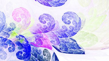 Alan çim. Renkli yaprakları. Sanatsal swirls. 3D gerçeküstü illüstrasyon. Kutsal geometri. Gizemli psychedelic gevşeme desen. Fraktal Soyut doku. Dijital sanat grafik Astroloji magic