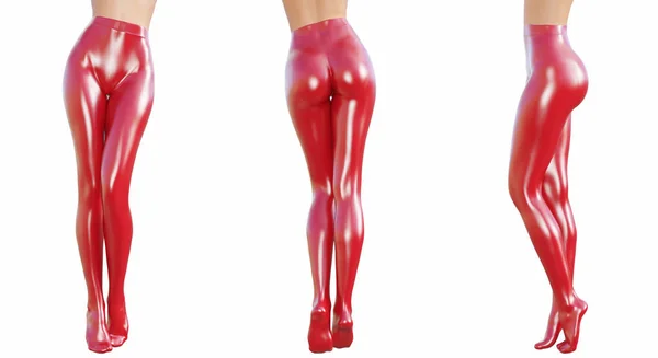 Set sexy schlanke weibliche Beine in Latexstrumpfhosen. — Stockfoto