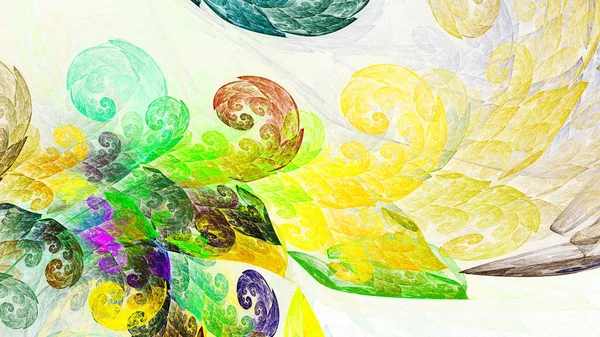 Alan Çim Renkli Yaprakları Sanatsal Swirls Gerçeküstü Illüstrasyon Kutsal Geometri — Stok fotoğraf