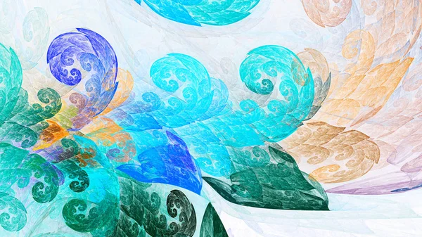 Alan Çim Renkli Yaprakları Sanatsal Swirls Gerçeküstü Illüstrasyon Kutsal Geometri — Stok fotoğraf