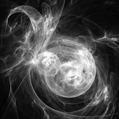 3D gerçeküstü siyah ve beyaz resim. Kutsal geometri. Gizemli psychedelic gevşeme desen. Fraktal soyut doku. Dijital sanat grafik Astroloji magic