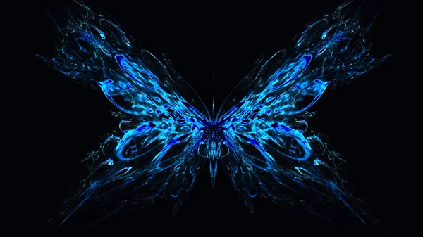 Neon Butterfly Artistic Water Splash Surreal Illustration Sacred Geometry Mysterious — Stock Photo, Image