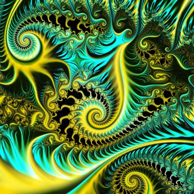 Serideki renkler, süslü boyalar. Arkaplan fraktal renk dokusundan oluşur ve hayal gücü, yaratıcılık ve tasarım projelerinde kullanılmak için uygundur