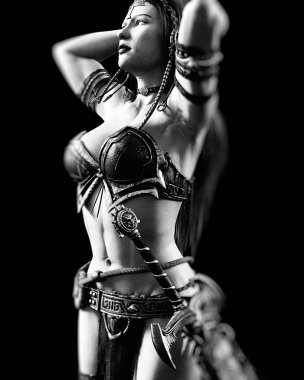 Savaşçı amazon kadını kılıç ile.