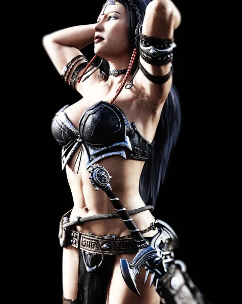 Warrior amazon woman with sword. — Stock Photo, Image