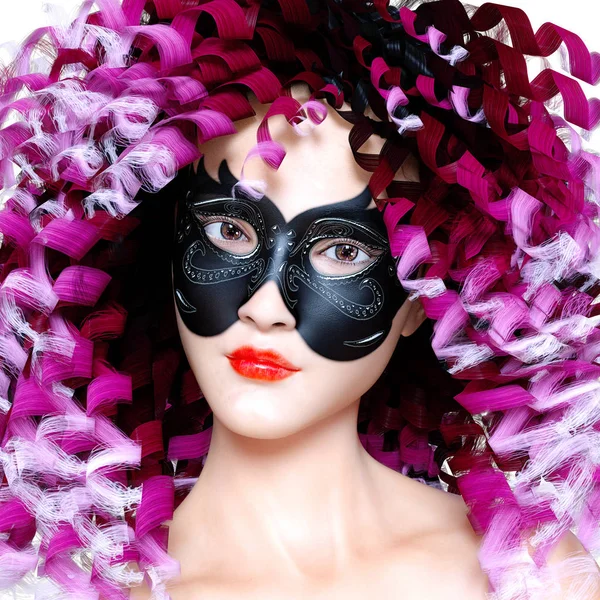 3D žena v masce a světlý make-up. — Stock fotografie