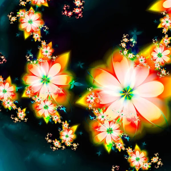 봄입니다 꽃입니다 색상의 초현실적인 그림입니다 신성한 기하학입니다 신비한 패턴입니다 프랙탈 — 스톡 사진