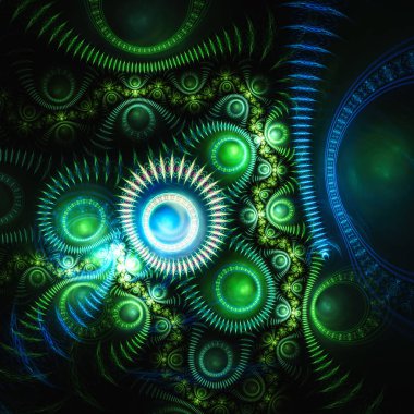 3D gerçeküstü illüstrasyon. Kutsal geometri. Gizemli psychedelic gevşeme desen. Fraktal soyut doku. Dijital sanat grafik Astroloji magic