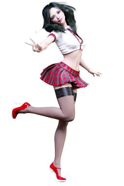 Okul üniformalı kadın..