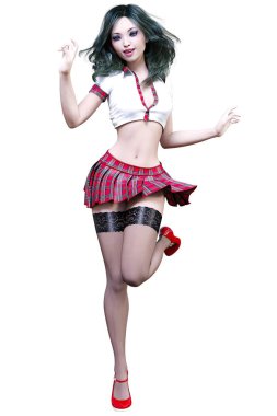 Okul üniformalı kadın..