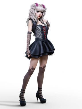 Güzel genç goth kadın.