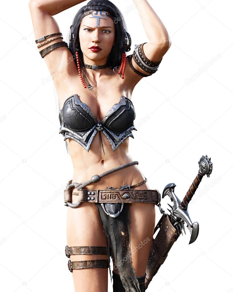 Warrior amazon woman with sword.