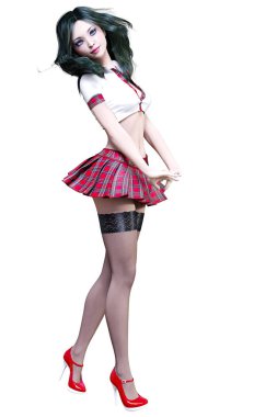 Okul üniformalı kadın..