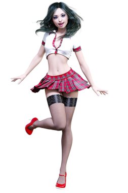 Okul üniformalı kadın..