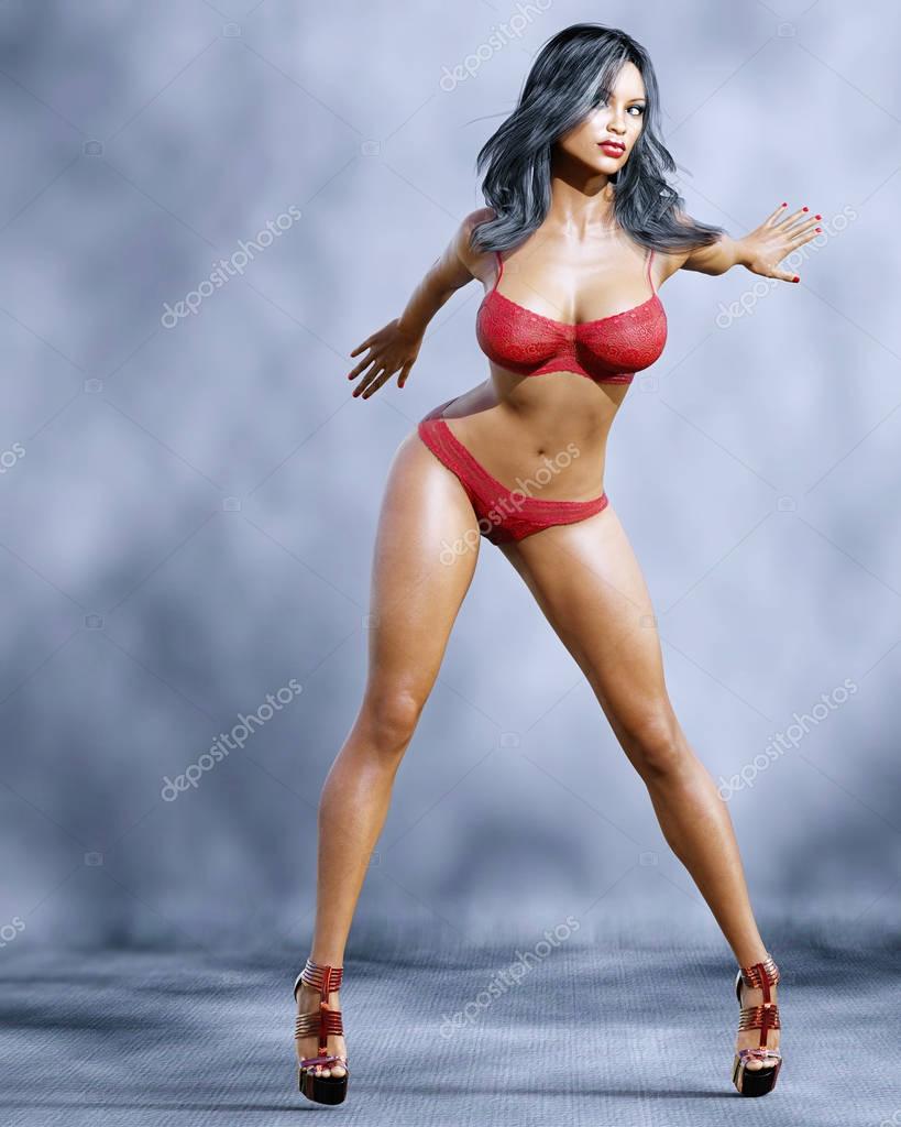Chica mulata alta en lenceria Foto de stock vlad nikon 165869944