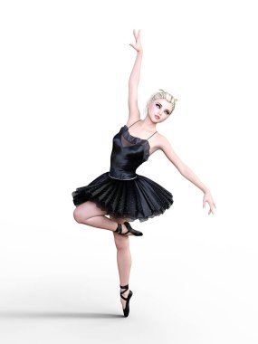 3D balerin siyah tutu.