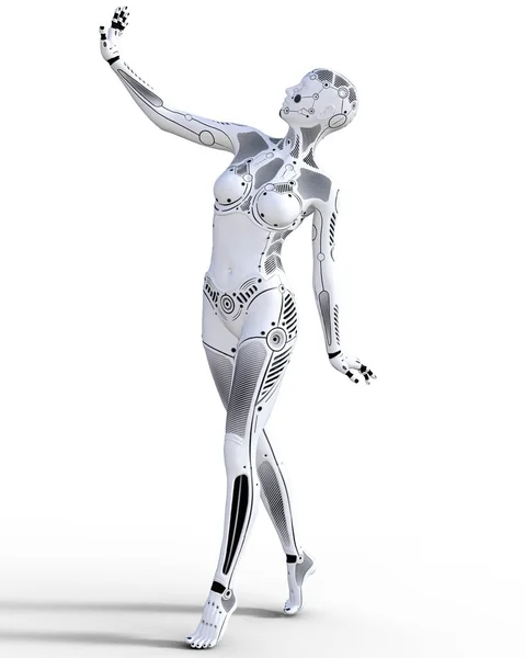 Robot woman. White metal droid. Artificial Intelligence. — Stock Photo, Image