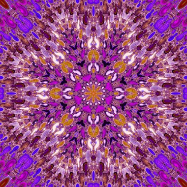 Egzotik Oriental halı. Renkli vitray. 3D gerçeküstü illüstrasyon. Kutsal geometri. Gizemli psychedelic gevşeme desen. Fraktal Soyut doku. Dijital sanat grafik Astroloji magic