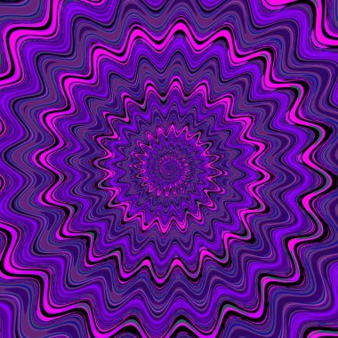 Zikzak dalgalar Merkezi'nden. 3D gerçeküstü illüstrasyon. Kutsal geometri. Gizemli psychedelic gevşeme desen. Fraktal Soyut doku. Dijital sanat grafik Astroloji magic