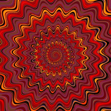 Zikzak dalgalar Merkezi'nden. 3D gerçeküstü illüstrasyon. Kutsal geometri. Gizemli psychedelic gevşeme desen. Fraktal Soyut doku. Dijital sanat grafik Astroloji magic