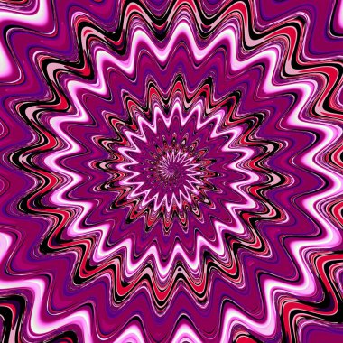 Zikzak dalgalar Merkezi'nden. 3D gerçeküstü illüstrasyon. Kutsal geometri. Gizemli psychedelic gevşeme desen. Fraktal Soyut doku. Dijital sanat grafik Astroloji magic