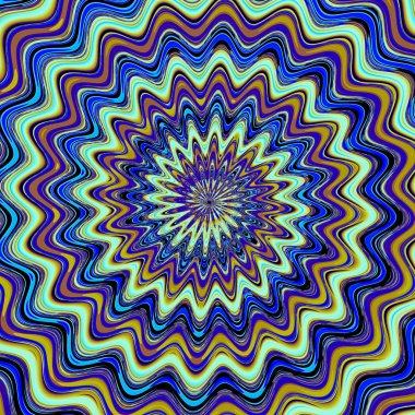 Zikzak dalgalar Merkezi'nden. 3D gerçeküstü illüstrasyon. Kutsal geometri. Gizemli psychedelic gevşeme desen. Fraktal Soyut doku. Dijital sanat grafik Astroloji magic