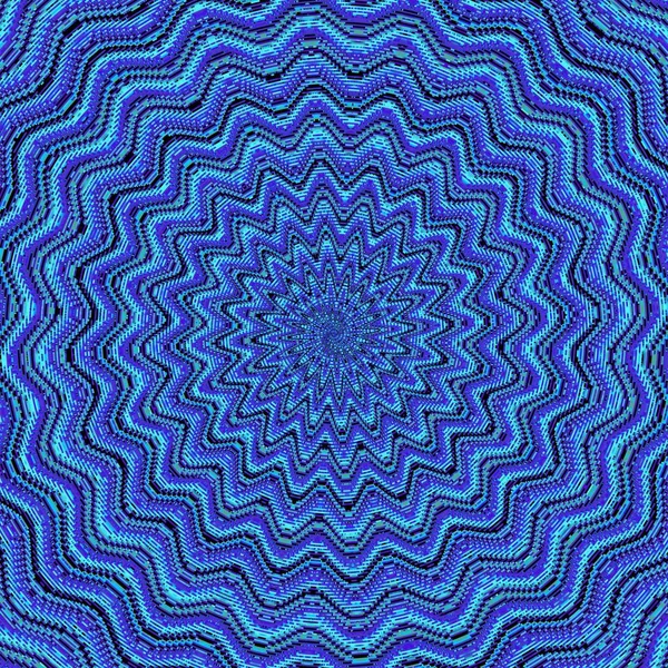センターからジグザグ波は のシュールなイラスト 神聖な幾何学 神秘的なサイケデリックなリラクゼーション パターン フラクタルの抽象的なテクスチャです デジタル アート グラフィック占星術魔法 — ストック写真