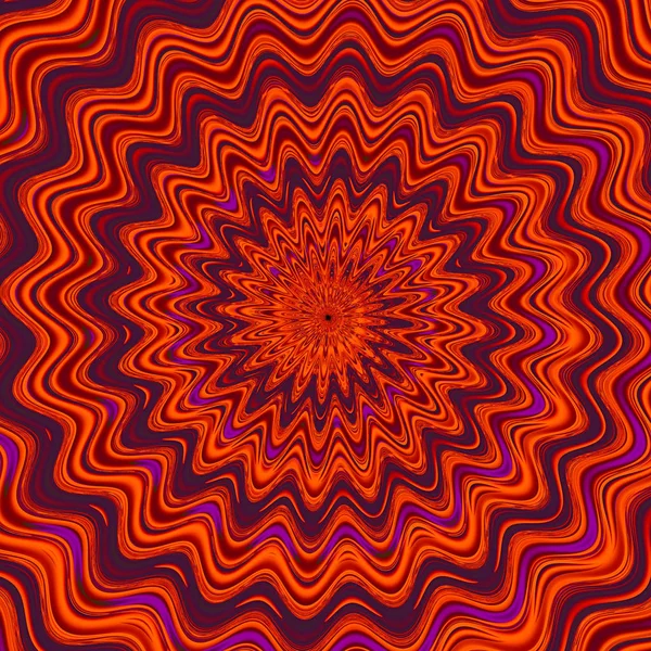センターからジグザグ波は のシュールなイラスト 神聖な幾何学 神秘的なサイケデリックなリラクゼーション パターン フラクタルの抽象的なテクスチャです デジタル アート グラフィック占星術魔法 — ストック写真