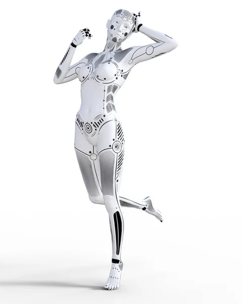 Donna Robot Droide Metallo Bianco Intelligenza Artificiale Arte Concettuale Della — Foto Stock