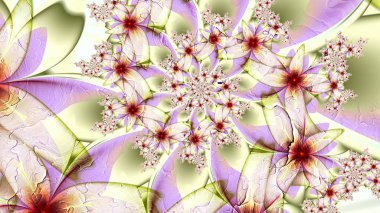 Çiçek spiraller. Floristik dansı. 3D gerçeküstü illüstrasyon. Kutsal geometri. Gizemli psychedelic gevşeme desen. Fraktal soyut doku. Dijital sanat grafik Astroloji magic