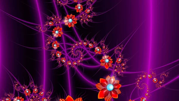 Çiçek Spiraller Floristik Dansı Gerçeküstü Illüstrasyon Kutsal Geometri Gizemli Psychedelic — Stok fotoğraf