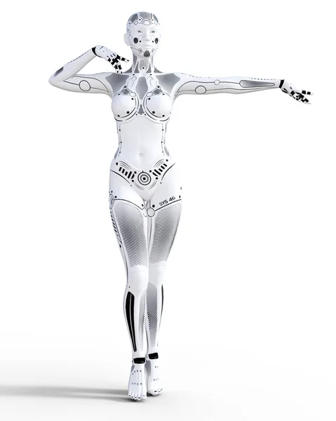 Mujer Robot Droide Metal Blanco Inteligencia Artificial Arte Conceptual Moda —  Fotos de Stock