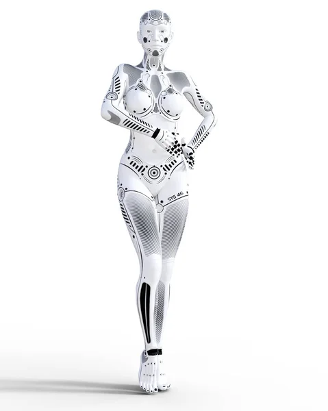 Robot Fehér Fém Droid Mesterséges Intelligencia Fogalmi Divat Művészet Valósághű — Stock Fotó