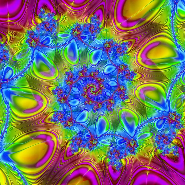 丰富多彩的交响乐 螺旋的空间 超现实的插图 神圣的几何学 神秘的迷幻放松模式 分形抽象纹理 数字图象占星术魔术 — 图库照片