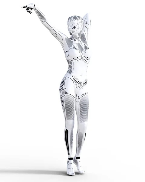 Mujer Robot Droide Metal Blanco Inteligencia Artificial Arte Conceptual Moda — Foto de Stock