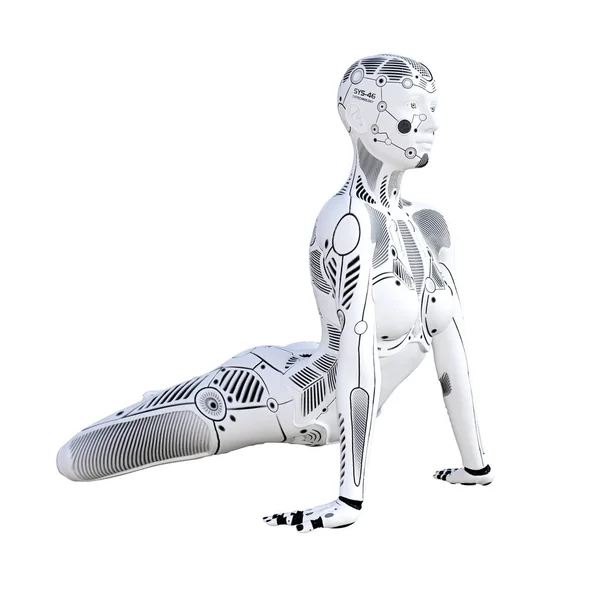 Mujer Robot Droide Metal Blanco Inteligencia Artificial Arte Conceptual Moda —  Fotos de Stock