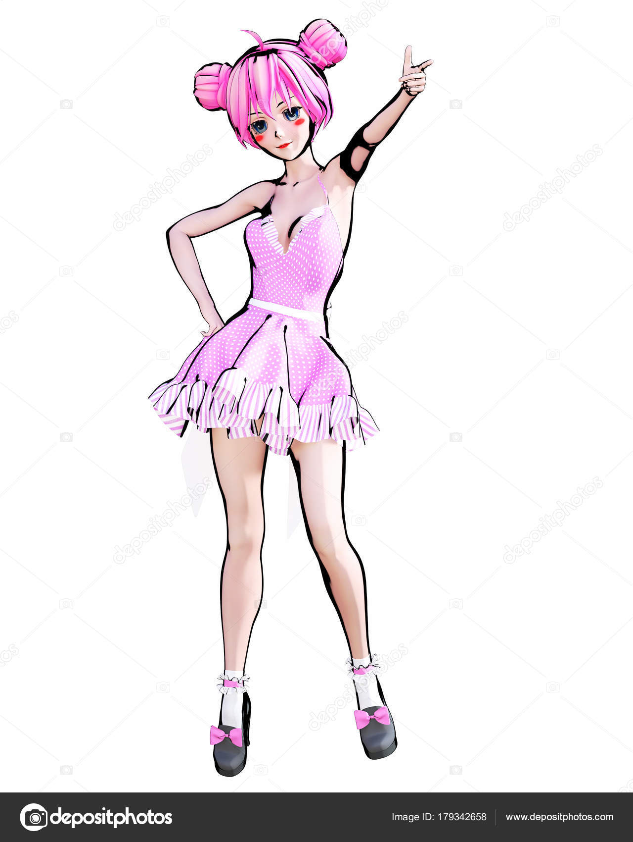 Sexy Anime Doll Dziewczyna Duże Niebieskie Oczy Jasne