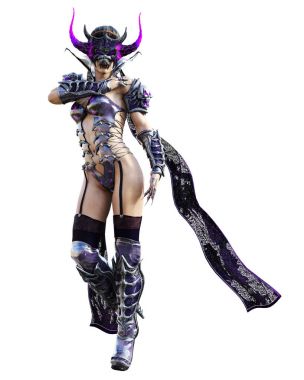 Kötü büyücü maskesi boynuzları. Gotik savaşçı kadını. Büyülü koruyucu zırh. Kaslı atletik vücut. Gerçekçi 3d render illüstrasyon izole et. Merhaba anahtar.