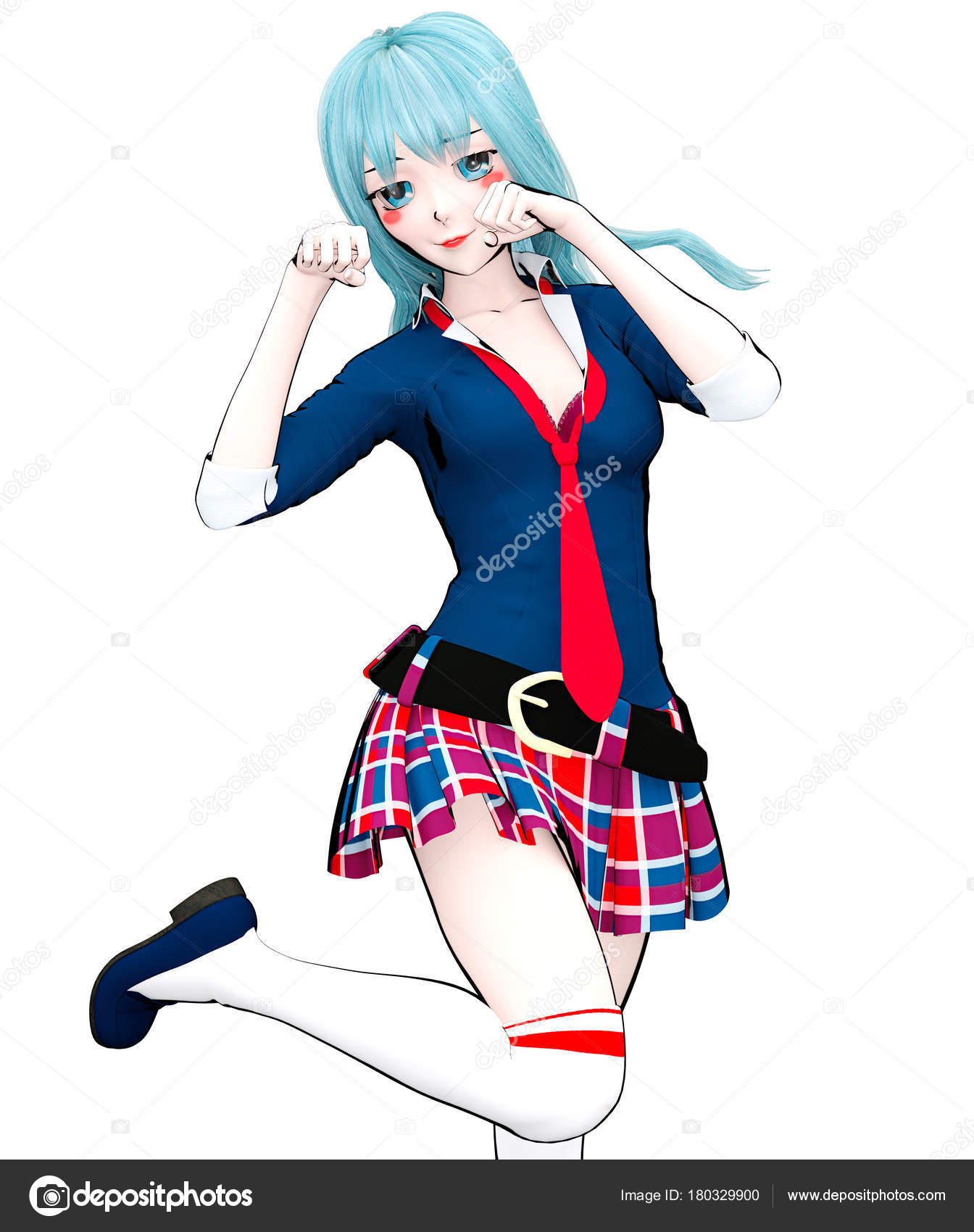 Sexy Anime Doll Japanese Anime Schoolgirl Big Blue Eyes Bright Stock Photo  by ©vlad-nikon 180329900