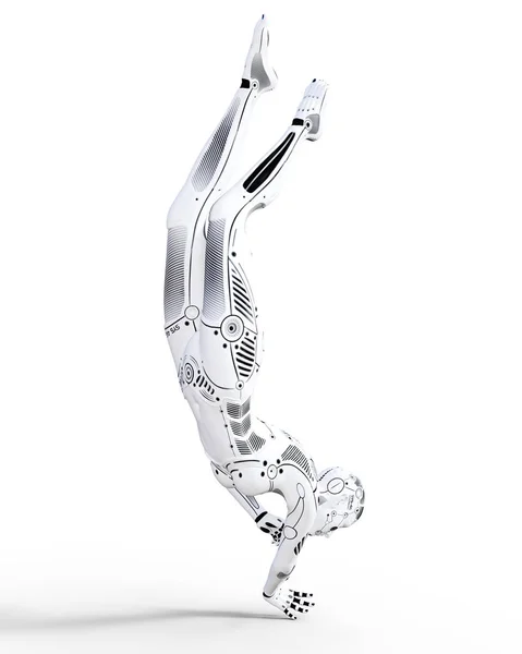 Femme Robot Droïde Métal Blanc Intelligence Artificielle Art Mode Conceptuel — Photo