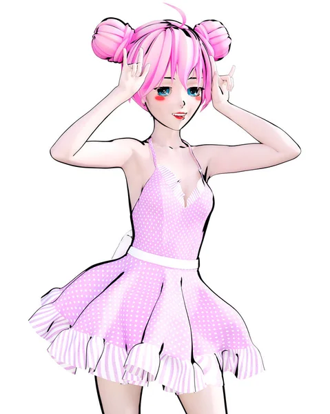 Desenho, boneca no estilo anime ₊°୭̥