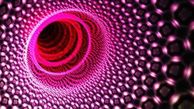 Neon tünel. Kara delik. Zaman penceresi. 3D gerçeküstü illüstrasyon. Kutsal geometri. Gizemli psychedelic gevşeme desen. Fraktal soyut doku. Dijital sanat grafik Astroloji magic