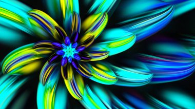 Bahar çiçek senfonisi. Boya çizim. 3D gerçeküstü illüstrasyon. Kutsal geometri. Gizemli psychedelic gevşeme desen. Fraktal Soyut doku. Dijital sanat grafik Astroloji magic