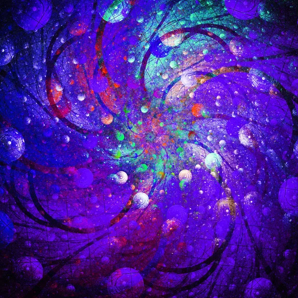 Birth of universe. Rotation bubble galaxy. 3D surreal illustration. Sacred geometry. Mysterious psychedelic relaxation pattern. Fractal abstract texture. Digital artwork graphic astrology magic