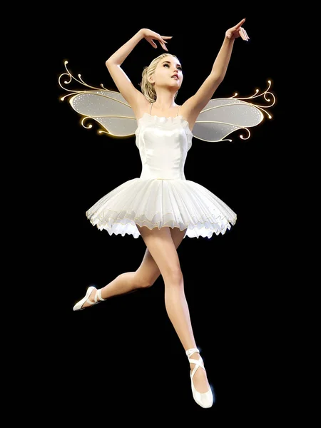 Dansende Ballerina Witte Ballet Tutu Blond Meisje Met Blauwe Ogen — Stockfoto