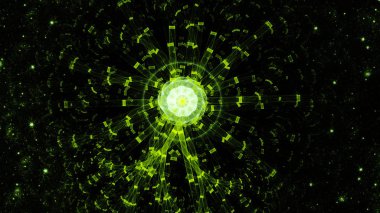 Enerji küresi. Neural ağ. 3D gerçeküstü illüstrasyon. Kutsal geometri. Gizemli psychedelic gevşeme desen. Fraktal soyut doku. Dijital sanat grafik Astroloji magic