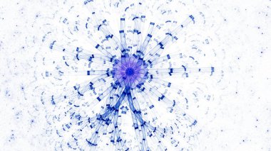 Enerji küresi. Neural ağ. 3D gerçeküstü illüstrasyon. Kutsal geometri. Gizemli psychedelic gevşeme desen. Fraktal soyut doku. Dijital sanat grafik Astroloji magic