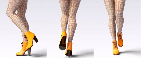 Definir Belas Pernas Femininas Leggings Meias Contas Sexy Slim Pernas — Fotografia de Stock
